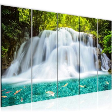 Canvas 5 luik schilderij waterval 3 220 x 80 cm 603555
