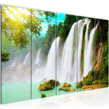 Canvas 5 luik schilderij waterval 4 220 x 80 cm 603555