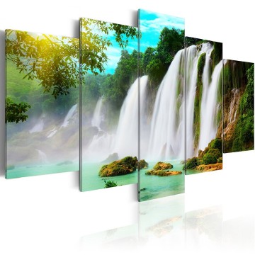 Canvas 5 luik schilderij waterval 4 240 x 112 cm 030212   84