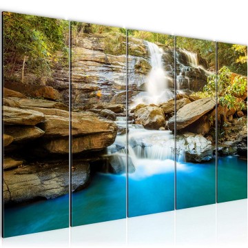 Canvas 5 luik schilderij waterval 5 220 x 80 cm 024555a ama