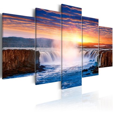 Canvas 5 luik schilderij waterval 5 240 x 112 cm cb 0278 bm