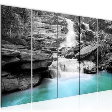 Canvas 5 luik schilderij waterval 6 220 x 80 cm 024555a ama
