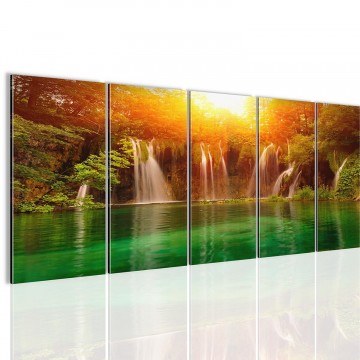 Canvas 5 luik schilderij waterval1 220 x 80 cm 602555