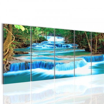 Canvas 5 luik schilderij waterval2 220 x 80 cm 603512