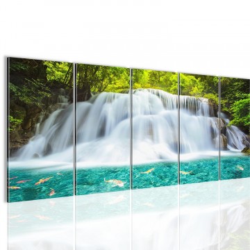Canvas 5 luik schilderij waterval3 220 x 80 cm 603512