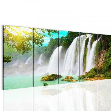 Canvas 5 luik schilderij waterval4 220 x 80 cm 603512