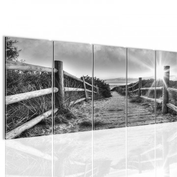 Canvas 5 luik schilderij weg naar het strand1 220 x 80 cm 604412