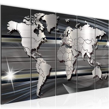 Canvas 5 luik schilderij wereldkaart 19 220 x 80 cm 107955