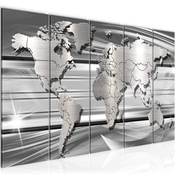 Canvas 5 luik schilderij wereldkaart 20 220 x 80 cm 107955