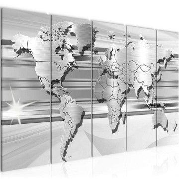 Canvas 5 luik schilderij wereldkaart 21 220 x 80 cm 107955
