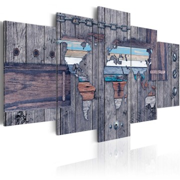 Canvas 5 luik schilderij wereldkaart 21 240 x 112 cm ka 0035 bn