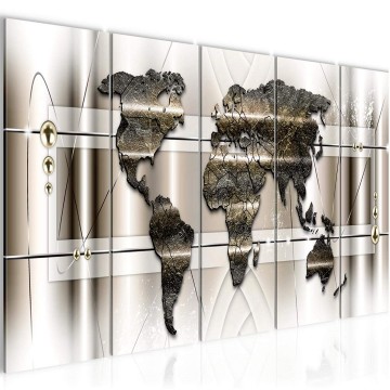Canvas 5 luik schilderij wereldkaart 22 220 x 80 cm 005155