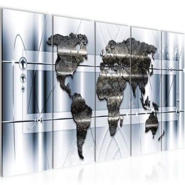 Canvas 5 luik schilderij wereldkaart 23 220 x 80 cm 005155