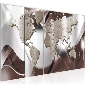 Canvas 5 luik schilderij wereldkaart 29 220 x 80 cm 109255