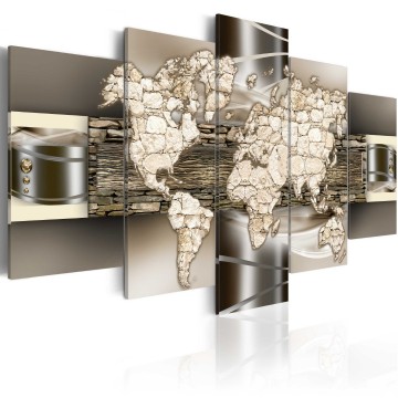 Canvas 5 luik schilderij wereldkaart 29 240 x 112 cm 0023 b n