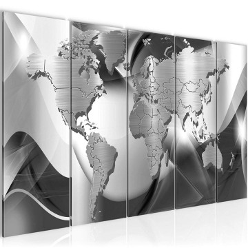Canvas 5 luik schilderij wereldkaart 30 220 x 80 cm 109255