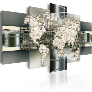 Canvas 5 luik schilderij wereldkaart 30 240 x 112 cm 0023 b n