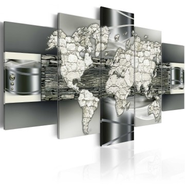Canvas 5 luik schilderij wereldkaart 31 240 x 112 cm 0023 b n