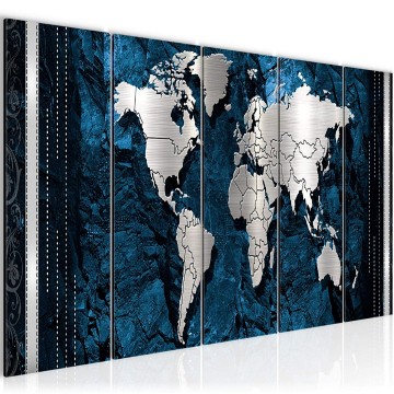 Canvas 5 luik schilderij wereldkaart 32 220 x 80 cm 107355
