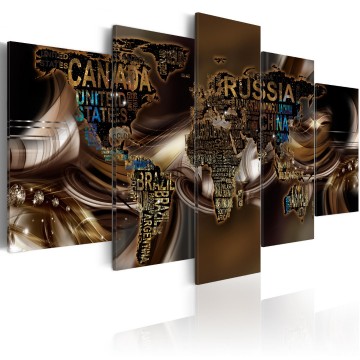 Canvas 5 luik schilderij wereldkaart 32 240 x 112 cm ka 0041 bn