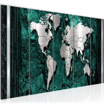 Canvas 5 luik schilderij wereldkaart 33 220 x 80 cm 107355