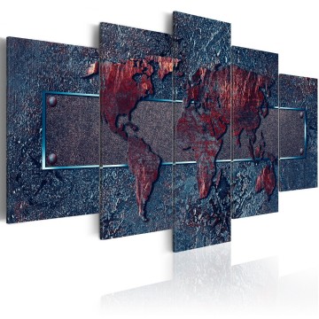 Canvas 5 luik schilderij wereldkaart 37 240 x 112 cm 0081 bn