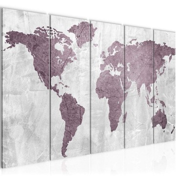 Canvas 5 luik schilderij wereldkaart 7 220 x 80 cm 104355