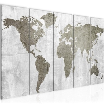 Canvas 5 luik schilderij wereldkaart 8 220 x 80 cm 104355