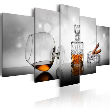 Canvas 5 luik schilderij whiskey 1 240 x 112 cm ia 0110 bn