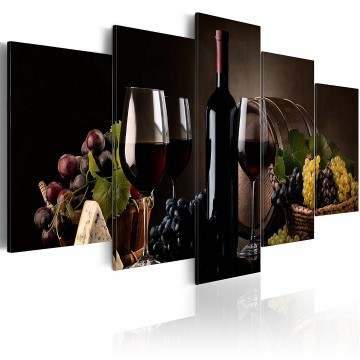Canvas 5 luik schilderij wijn 1 240 x 112 cm 030107  24
