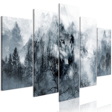 Canvas 5 luik schilderij winter wolf 1 240 x 112 cm ga 0139 bm