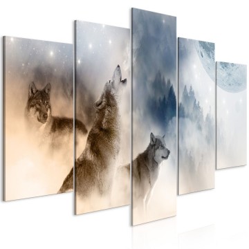 Canvas 5 luik schilderij wolf 10 240 x 112 cm 0237 b m