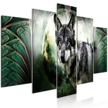 Canvas 5 luik schilderij wolf 11 240 x 112 cm 0257 b m