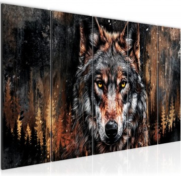 Canvas 5 luik schilderij wolf 220 x 80 cm 056855a