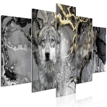 Canvas 5 luik schilderij wolf 240 x 112 cm g c 10063 b a