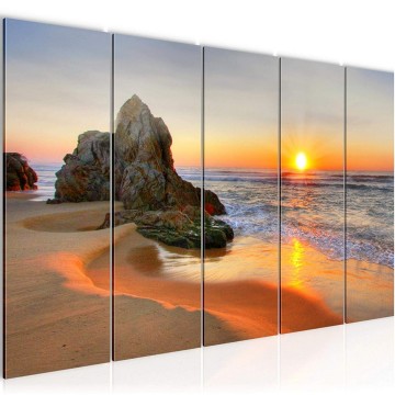 Canvas 5 luik schilderij zonsondergang 1 220 x 80 cm 609555