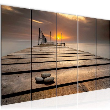 Canvas 5 luik schilderij zonsondergang 10 220 x 80 cm 020355 ama