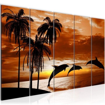 Canvas 5 luik schilderij zonsondergang 101 220 x 80 cm 600255