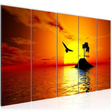 Canvas 5 luik schilderij zonsondergang 102 220 x 80 cm 601155