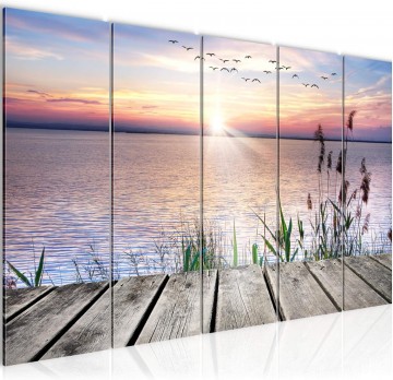 Canvas 5 luik schilderij zonsondergang 220 x 80 cm 034355a