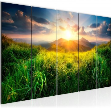 Canvas 5 luik schilderij zonsondergang 220 x 80 cm 056155a