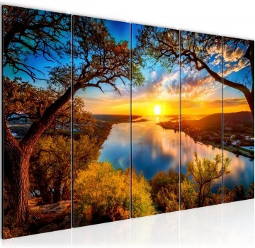 Canvas 5 luik schilderij zonsondergang 220 x 80 cm 059055a