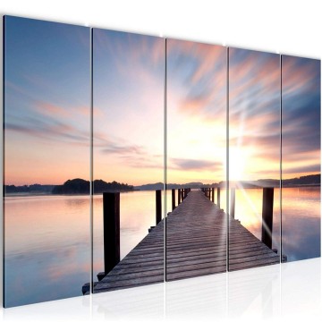 Canvas 5 luik schilderij zonsondergang 4 220 x 80 cm 606912