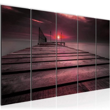 Canvas 5 luik schilderij zonsondergang 9 220 x 80 cm 020255 ama