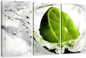 Canvas schilderij 3 luik abstract limoen 160 x 90 cm 1131