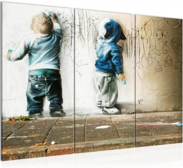 Canvas schilderij 3 luik banksy   dream big 130 x 80 cm 039231a