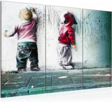 Canvas schilderij 3 luik banksy   dream big 130 x 80 cm 039231b
