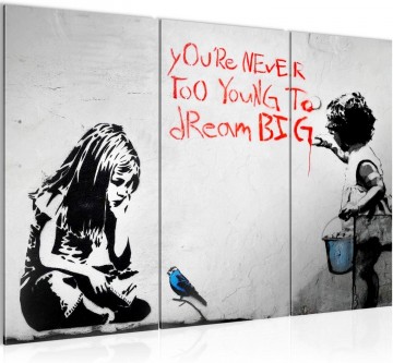 Canvas schilderij 3 luik banksy   dream big 130 x 80 cm 040631a