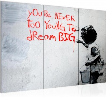 Canvas schilderij 3 luik banksy   dream big 130 x 80 cm 040631b