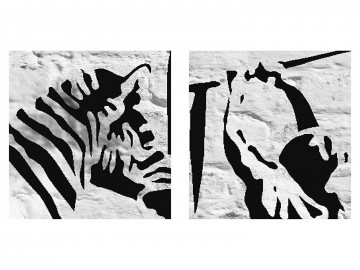 Canvas schilderij 3 luik banksy   zebra2 130 x 80 cm wwwuwhuisinrichtingnl